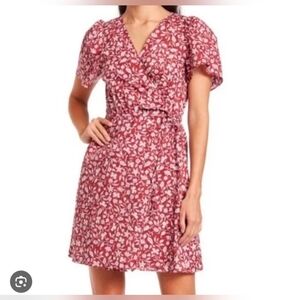Floral Wrap Dress in Red and White